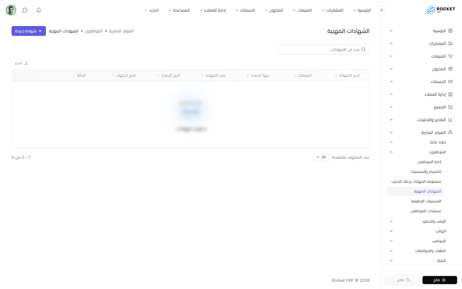 قائمة الشهادات المهنية