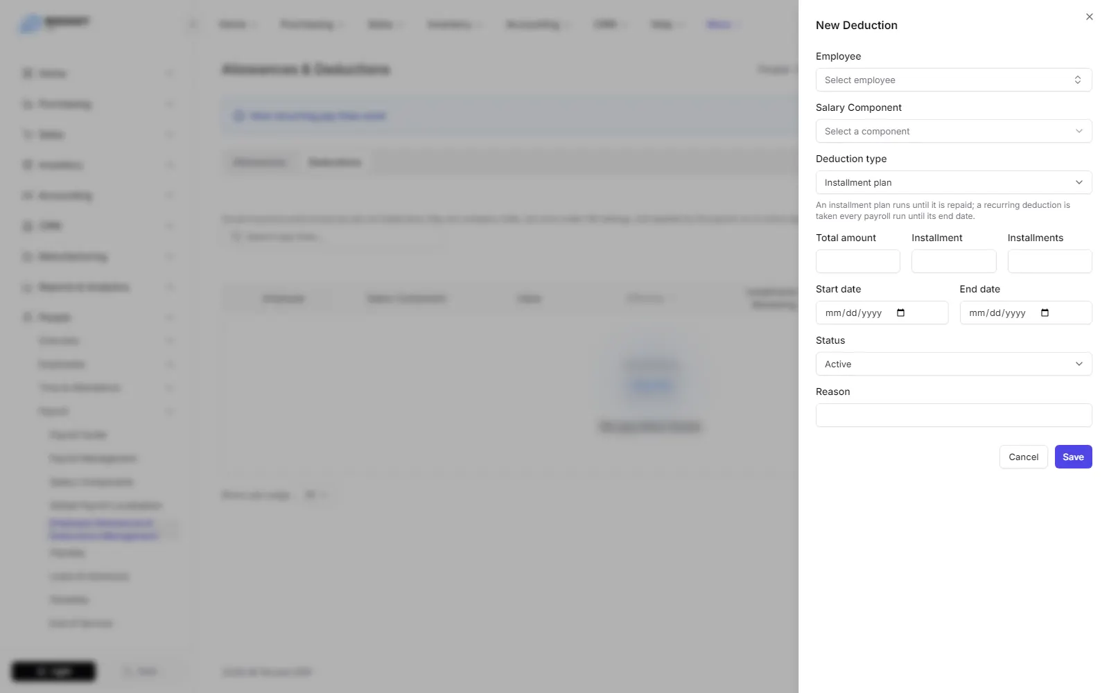 The new deduction form with the choice between an installment plan and a recurring deduction
