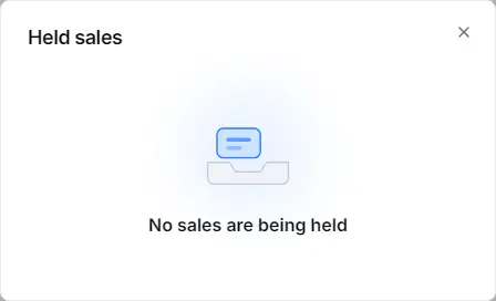 The held sales window with a label and the list of held sales